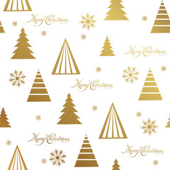 Merry Christmas and Happy New Year golden lettering pattern. Vector illustration