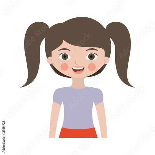 "half body pretty girl with ponytails vector illustration" Stock image
