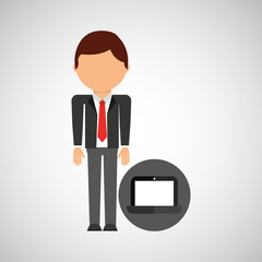 laptop business man suit worker icon vector illustration eps 10