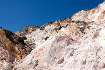 Milos - Fyriplaka beach, scenics rocks, Greece Cyclades. Colours and morphology of the volcanic island, South Aegean 
