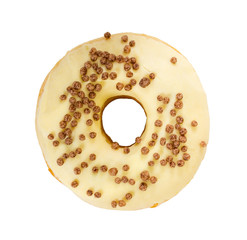 Vanilla donut with air rice. Top view.