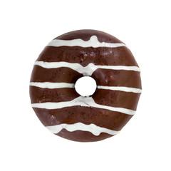 Chocolate donut isolated on white background.