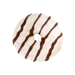 Chocolate donut isolated on white background.