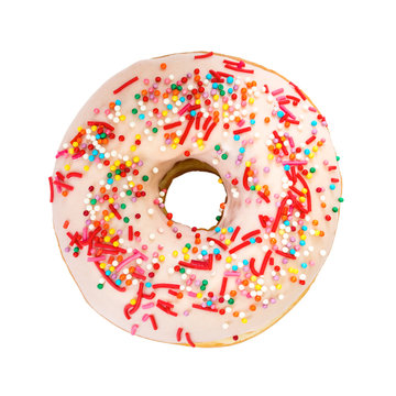 Donut with colorful decoration. Top view.