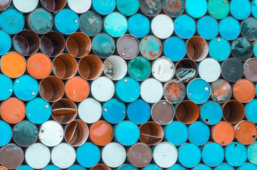 Stacks of old oil tanks