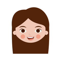 front face teenager with long hair vector illustration