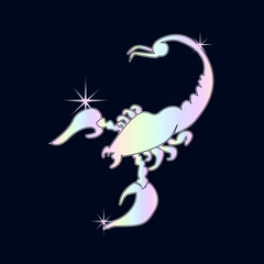 знак гороскопа скорпион на синем фоне, векторная иллюстрация