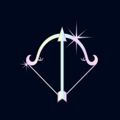 знак гороскопа стрелец на синем фоне, векторная иллюстрация