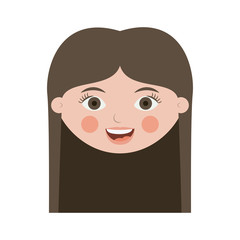 front face teen smiling with long hair vector illustration