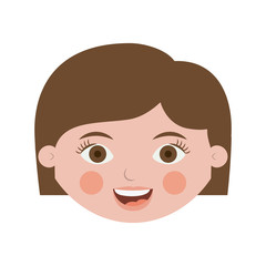 front face adult woman with short hair vector illustration