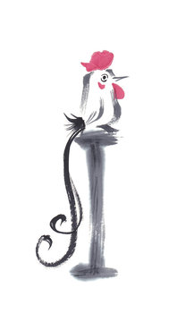 鶏 尾長鳥 水墨画 0022 Stock イラスト Adobe Stock 鶏 尾長鳥 水墨画 0022 Stock イラスト Adobe Stock