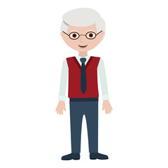 elderly man with formal suit and glasses vector illustration