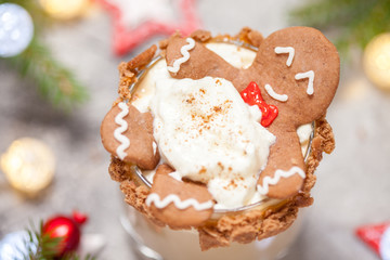 Drunken Gingerbread man in a Christmas cocktail