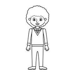 man silhouette with wavy hair formal suit vector illustration