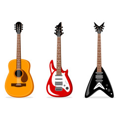 Obraz premium acoustic and electric guitars set. Vector illustration
