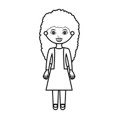 wavy hair silhouette woman with jacket and dress vector illustration