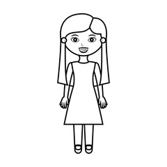 girl silhouette with dress and long hair vector illustration
