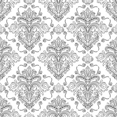 Obraz premium Oriental classic pattern with black outline. Seamless abstract background with repeating elements