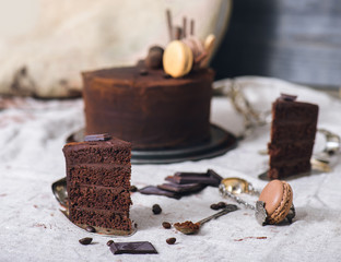 Slice of a chocolate cake
