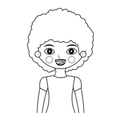 half body girl silhouette with curly hair vector illustration