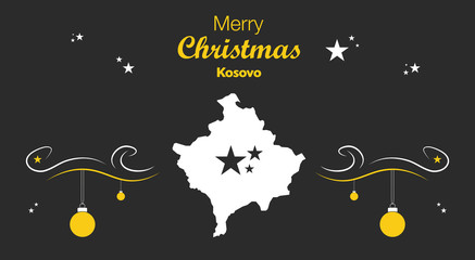 Fototapeta na wymiar Merry Christmas illustration theme with map of Kosovo