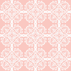 Oriental classic pattern. Seamless abstract background with repeating elements. Pink and white pattern