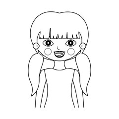 half body girl silhouette with pigtails and smiling vector illustration