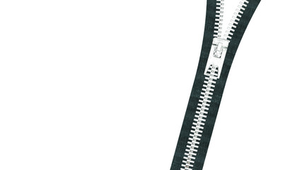 3d rendering close up zipper texture on isolated background with