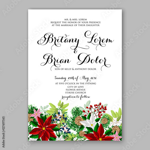 poinsettia wedding invitation sample card beautiful winter winter party invitation wording