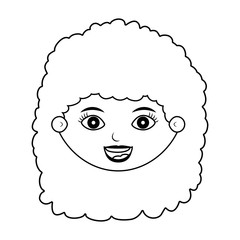 front face woman silhouette with wavy hair vector illustration