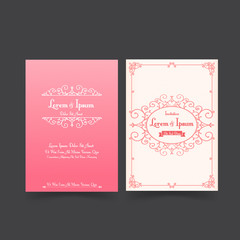 Invitation wedding card template with classic vintage element an