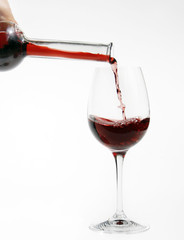 pouring red wine into glass