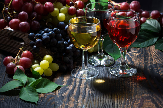 assortment of wine on wooden table