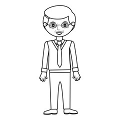 elderly man standin with formal suit vector illustration