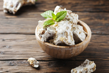 Traditional italian nougat with nuts