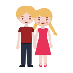 couple of kids togheter hands entwined vector illustration