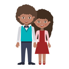 couple of brunette person togheter vector illustration