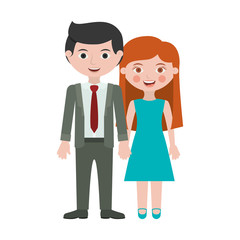 couple in suit formal with taken hands vector illustration