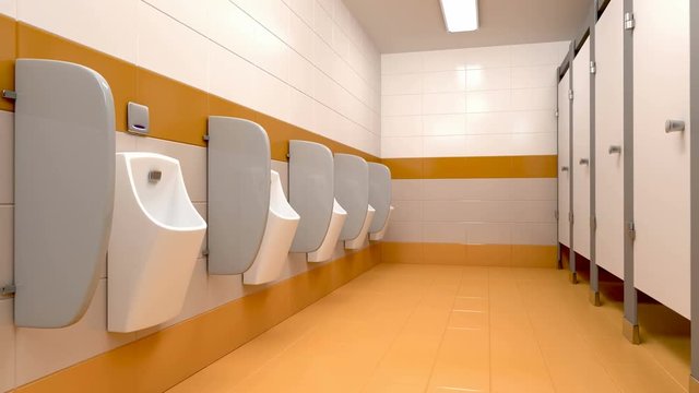 Men's public toilet, 3d animation
