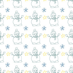 vector Christmas and new year hand drawn seamles pattern