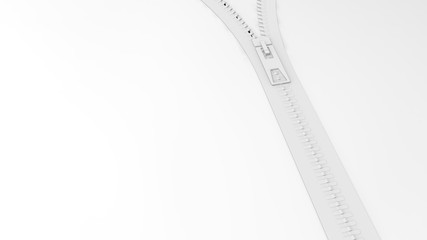 3d rendering close up zipper texture on isolated background with