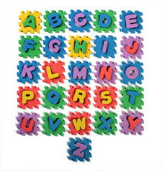 Cut out letters of toy plastic alphabet