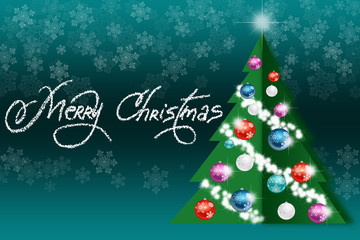 Naklejka premium Christmas tree with toys on an abstract colored background