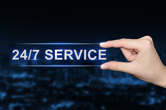 hand clicking 24 hours a day, 7 days a week service button