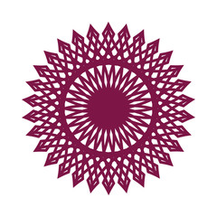 Circle delicate lace contour decorative rosette element isolated on white fond.  For invitations, banknotes, diplomas, certificates, tickets and other papers security design. Vector illustration