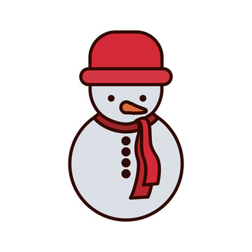 snowman with red hat and scarf vector illustration