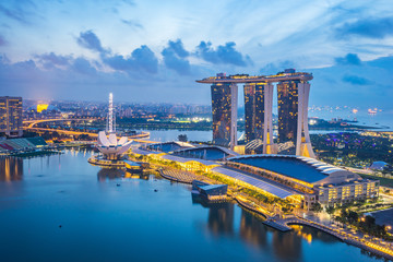 De stadshorizon van Singapore in Singapore
