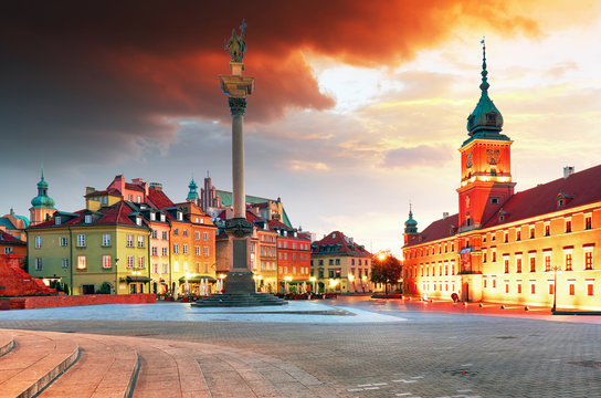 Warsaw city at sunrise, Poland