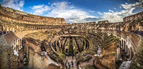 Panoramic photo of Italy Coliseum architecture