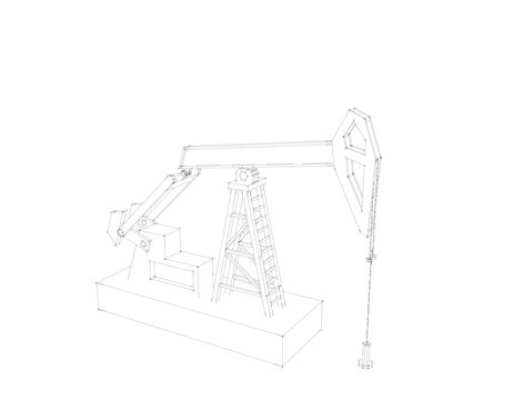 Oil pump jack.Isolated on white background.Sketch illustration.